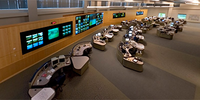 Elevated view inside MN/DOT’s Regional Transportation  Management Center