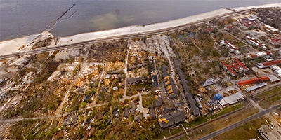 360 degree aerial panorama over Gulfport near Courthouse Rd. after Katrina.