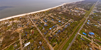 360 degree aerial panorama above east Long Beach after Hurricane Katrina.