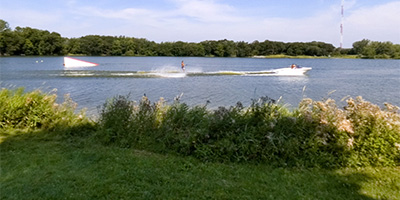 Water skiing competition at Island Lake Park during the Slice of Shoreview.