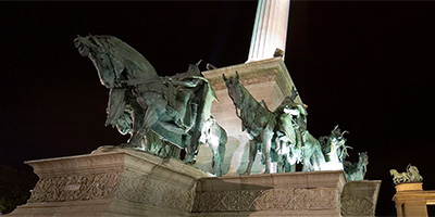 Heroes Square Millennium Memorial At Night