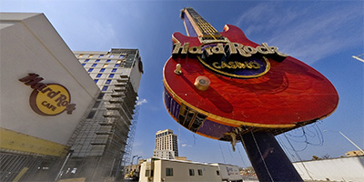 The Biloxi Hard Rock Casino’s guitar sign after Hurricane Katrina.