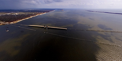 Biloxi - Ocean Springs Bridges destroyed by Hurricane Katrina.