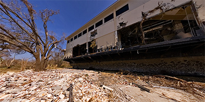 Casino barge that hit the Tivoli Hotel during Hurricane Katrina.