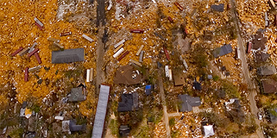 Aerial panorama over west Gulfport after Hurricane Katrina, near Broad Ave. and Hwy. 90.