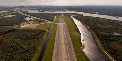 NASA - South end of the space shuttle landing strip at Kennedy Space Center.