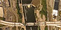 Collapsed I-35W bridge from 3,000'