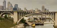 Collapsed 1-35W bridge from the U. of M. bikeway bridge.