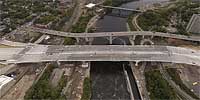 New I-35W bridge from above the Lower St. Anthony Falls Lock and Dam.