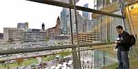 Fourth floor bridge of the new Minneapolis Public Library on opening day.