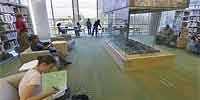 360 degree panorama near the glass fireplace in the new Minneapolis Public Library on opening day.