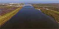Aerial panorama over Gulf Intracoastal Waterway in Orleans Parish after Katrina.