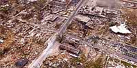 Aerial panorama of downtown Long Beach after Hurricane Katrina.