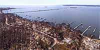 Aerial panorama of St. Louis Bay from Pass Christian after Hurricane Katrina.