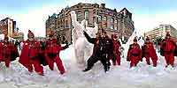 Vulcans with Vulcan snow sculpture,